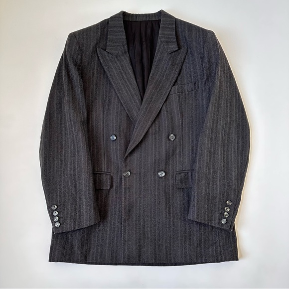 Vintage Other - Vintage Christian Dior Pure Wool Grey Pinstripe Blazer size 42 Large